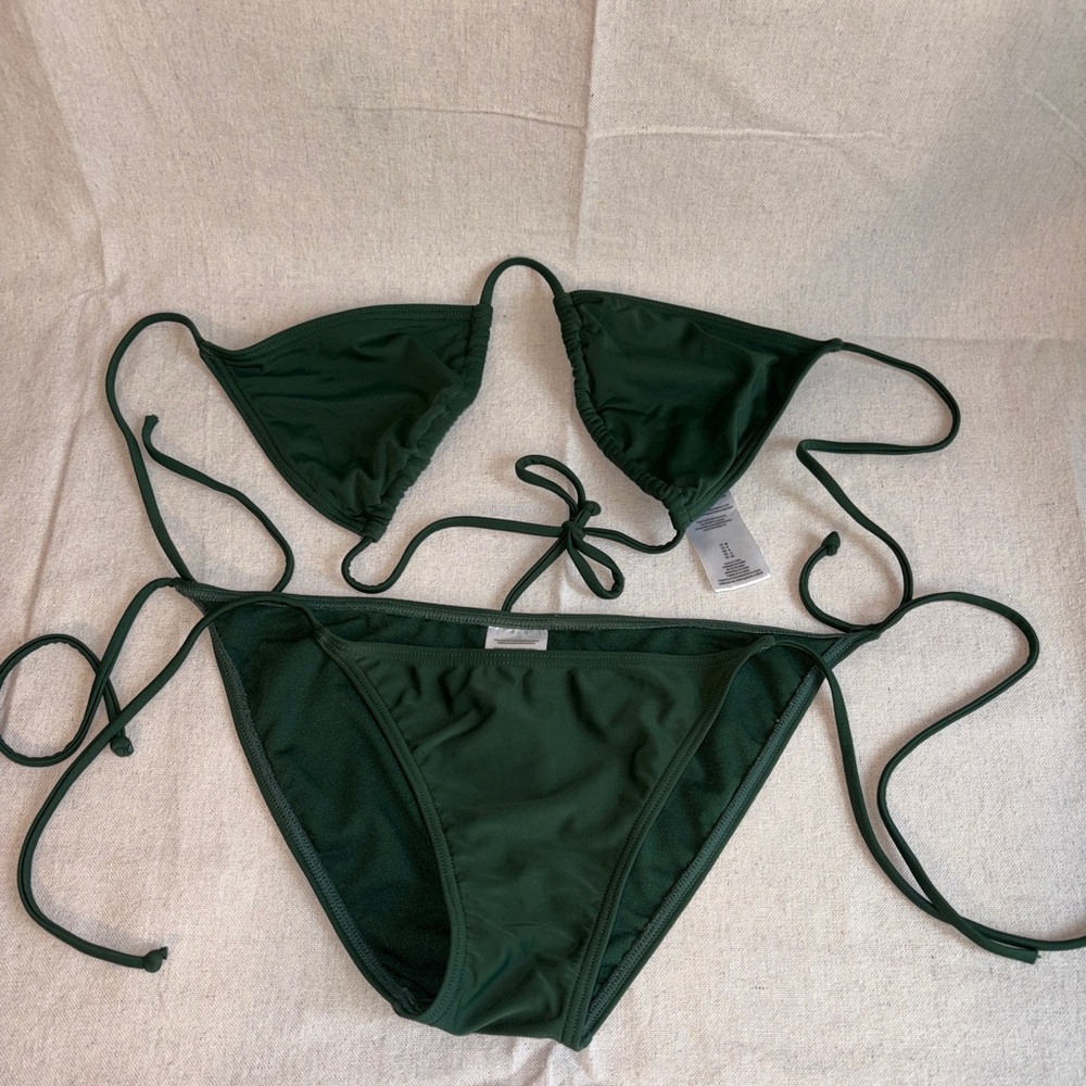 SHEIN Swim Bikini Set Green Sz M